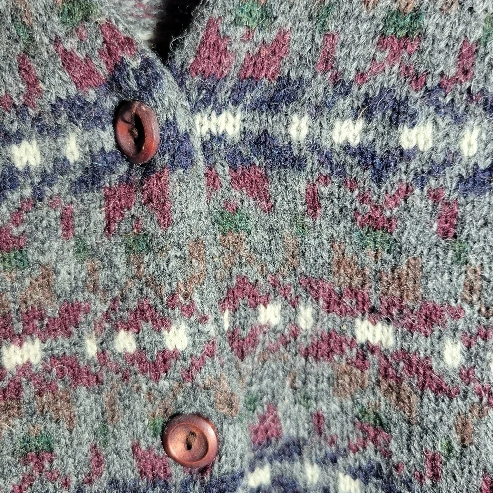 ❤️ 3 for $35 Simons wool multicolor floral grandpa cottagecore vest Cardigan med - Picture 2 of 7